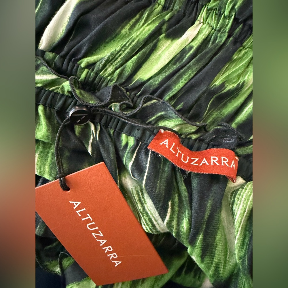 Altuzarra Cotton Lily Green and Black Patterned Designer Dress NWT - Picture 2 of 12
